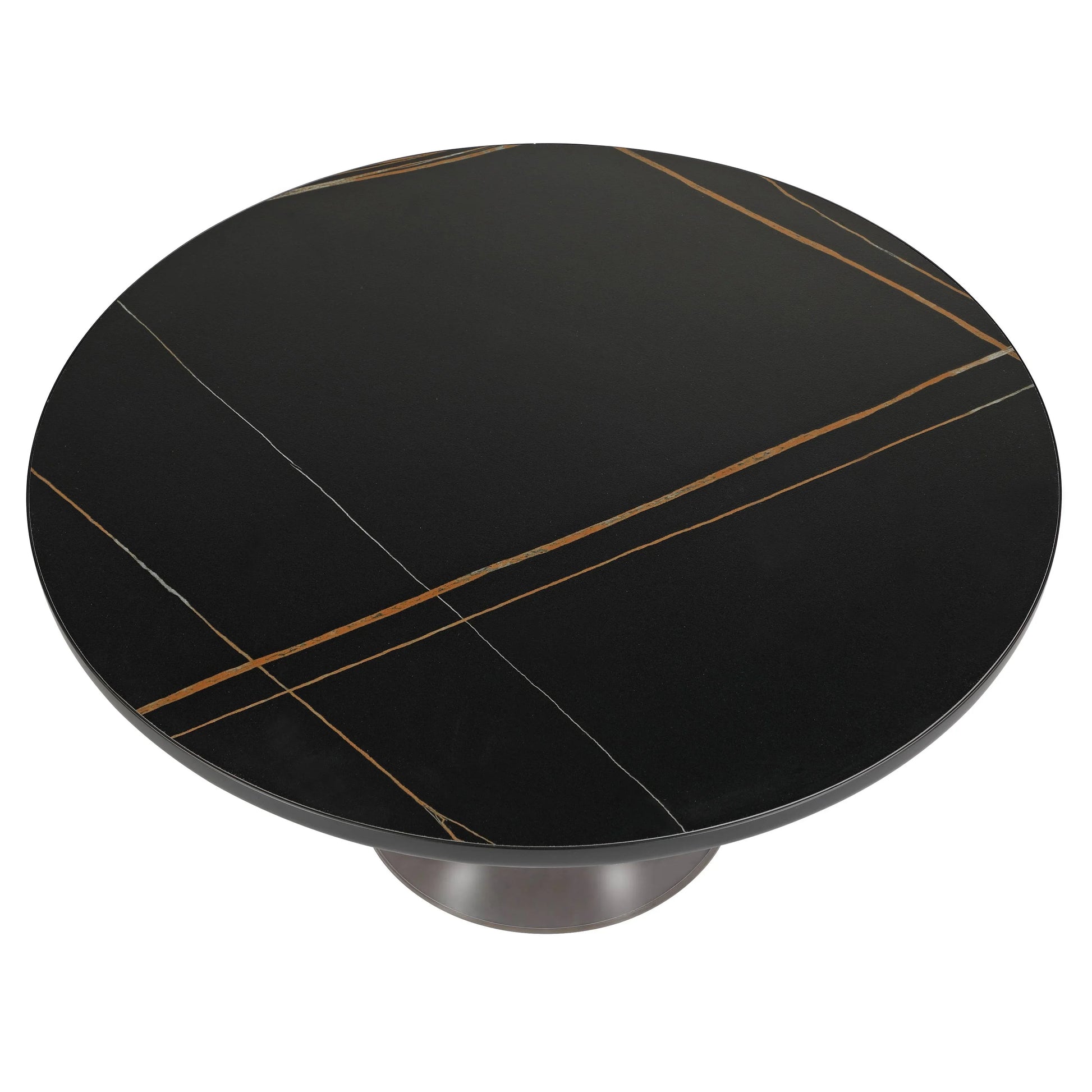 Tully Collection Coffee Table – Black/Gold Rim, Black Glass/Sintered Stone Top - Elax Furniture