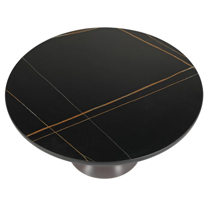 Tully Collection Coffee Table – Black/Gold Rim, Black Glass/Sintered Stone Top - Elax Furniture
