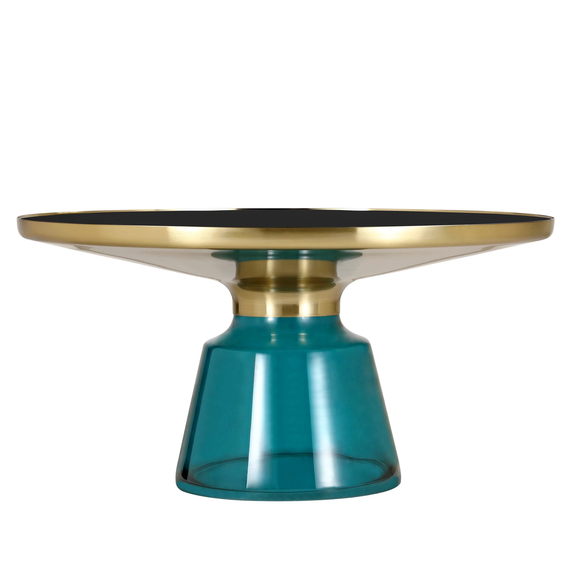 Tully Collection Coffee Table – Black/Gold Rim, Black Glass/Sintered Stone Top - Elax Furniture