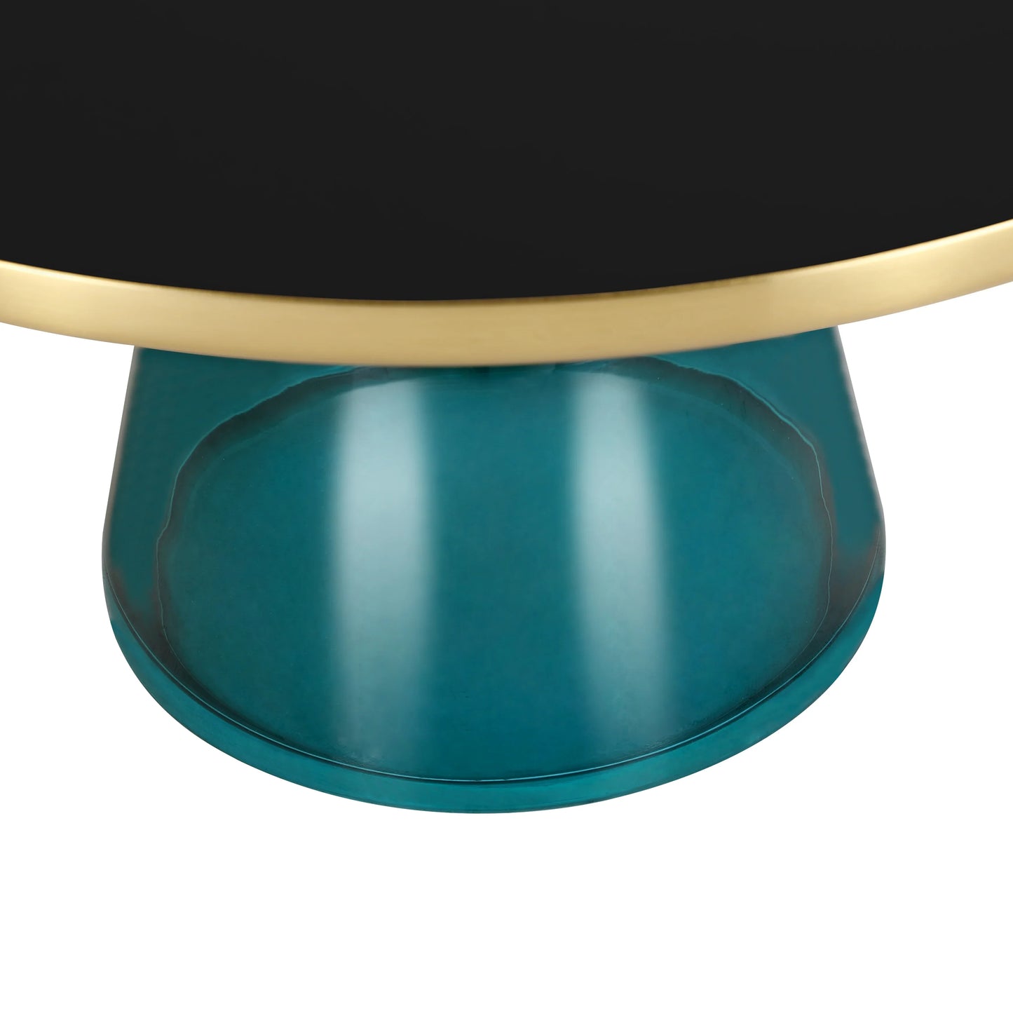 Tully Collection Coffee Table – Black/Gold Rim, Black Glass/Sintered Stone Top - Elax Furniture