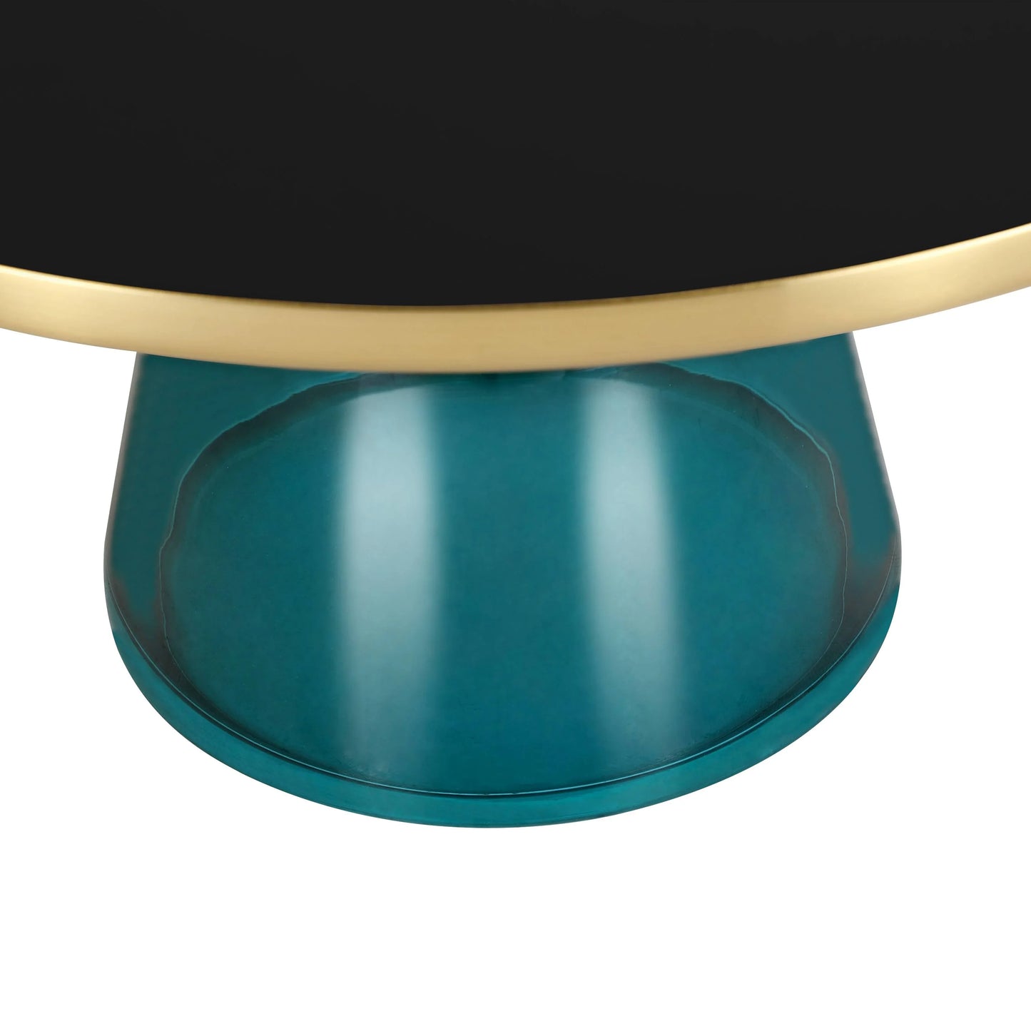 Tully Collection Coffee Table – Black/Gold Rim, Black Glass/Sintered Stone Top - Elax Furniture