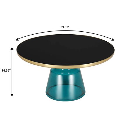 Tully Collection Coffee Table – Black/Gold Rim, Black Glass/Sintered Stone Top - Elax Furniture