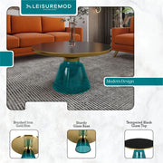 Tully Collection Coffee Table – Black/Gold Rim, Black Glass/Sintered Stone Top - Elax Furniture