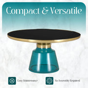 Tully Collection Coffee Table – Black/Gold Rim, Black Glass/Sintered Stone Top - Elax Furniture