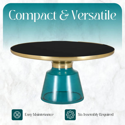 Tully Collection Coffee Table – Black/Gold Rim, Black Glass/Sintered Stone Top - Elax Furniture