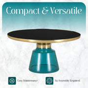 Tully Collection Coffee Table – Black/Gold Rim, Black Glass/Sintered Stone Top - Elax Furniture