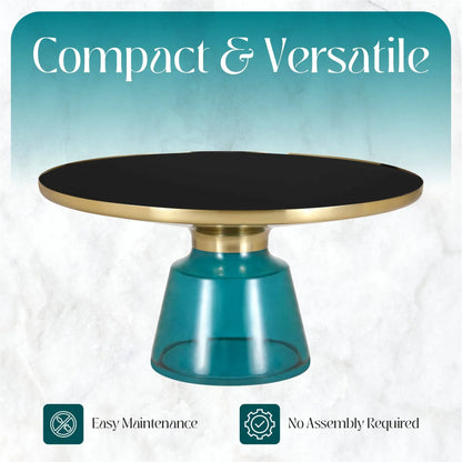 Tully Collection Coffee Table – Black/Gold Rim, Black Glass/Sintered Stone Top - Elax Furniture