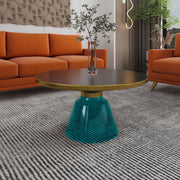 Tully Collection Coffee Table – Black/Gold Rim, Black Glass/Sintered Stone Top - Elax Furniture