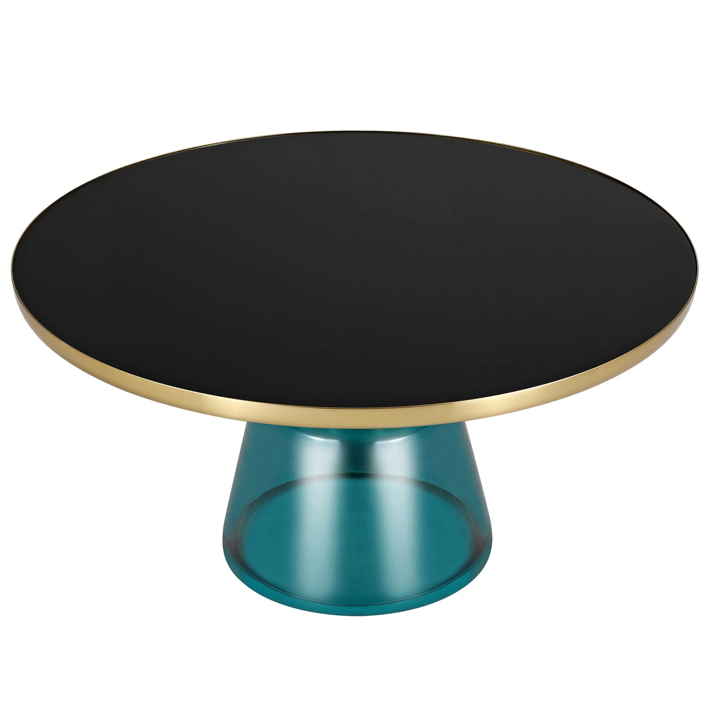 Tully Collection Coffee Table – Black/Gold Rim, Black Glass/Sintered Stone Top - Elax Furniture