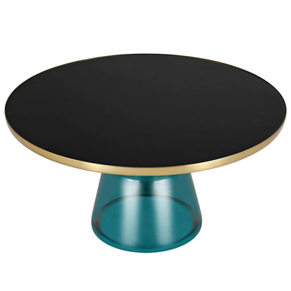 Tully Collection Coffee Table – Black/Gold Rim, Black Glass/Sintered Stone Top - Elax Furniture