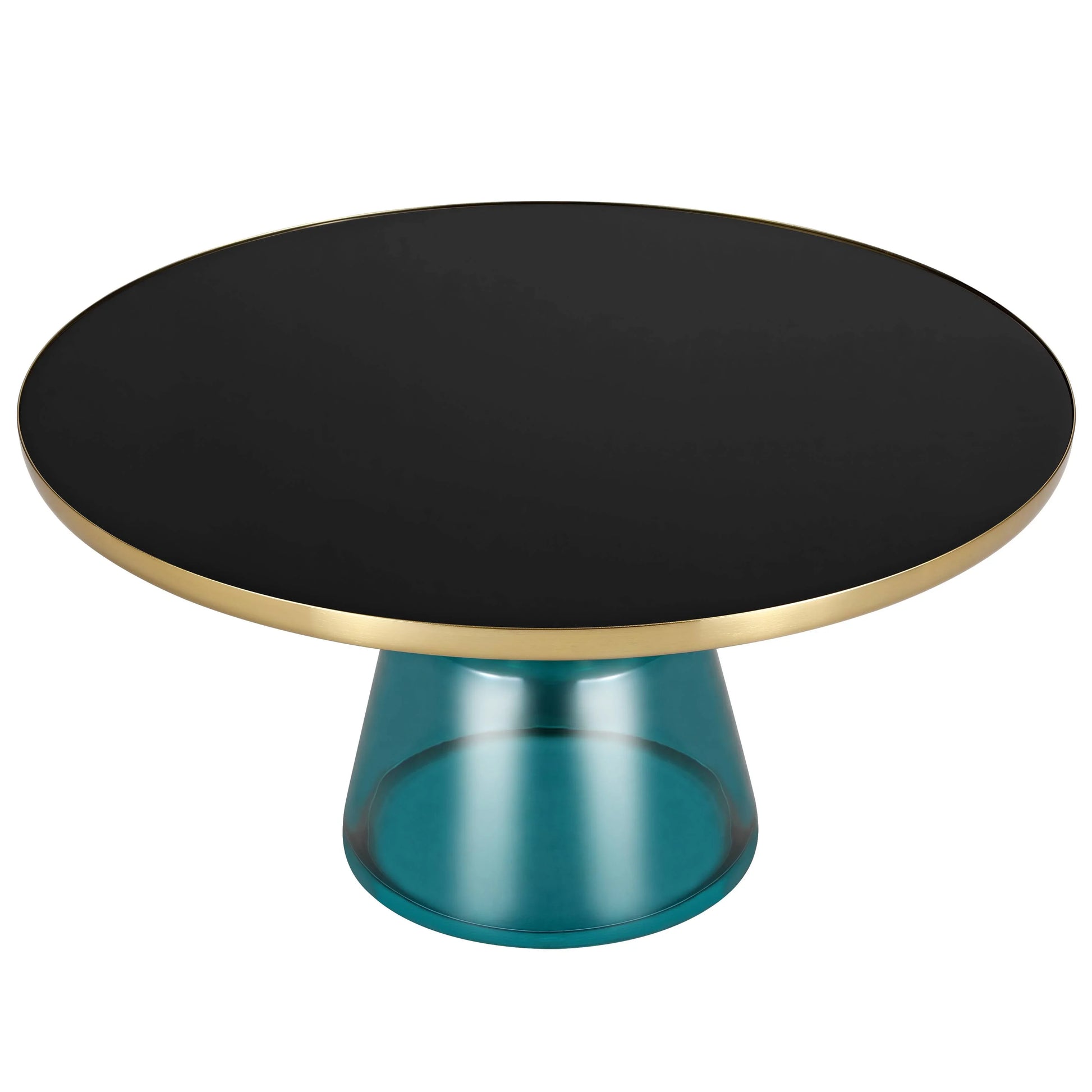 Tully Collection Coffee Table – Black/Gold Rim, Black Glass/Sintered Stone Top - Elax Furniture
