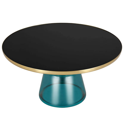 Tully Collection Coffee Table – Black/Gold Rim, Black Glass/Sintered Stone Top - Elax Furniture