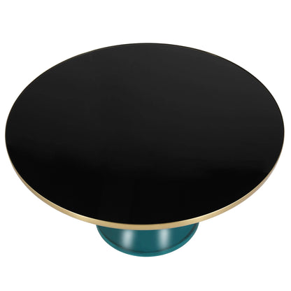 Tully Collection Coffee Table – Black/Gold Rim, Black Glass/Sintered Stone Top - Elax Furniture