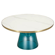 Tully Collection Coffee Table – Black/Gold Rim, Black Glass/Sintered Stone Top - Elax Furniture