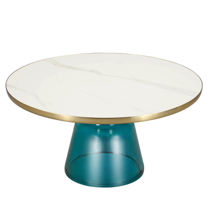 Tully Collection Coffee Table – Black/Gold Rim, Black Glass/Sintered Stone Top - Elax Furniture