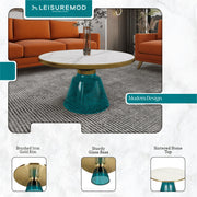 Tully Collection Coffee Table – Black/Gold Rim, Black Glass/Sintered Stone Top - Elax Furniture