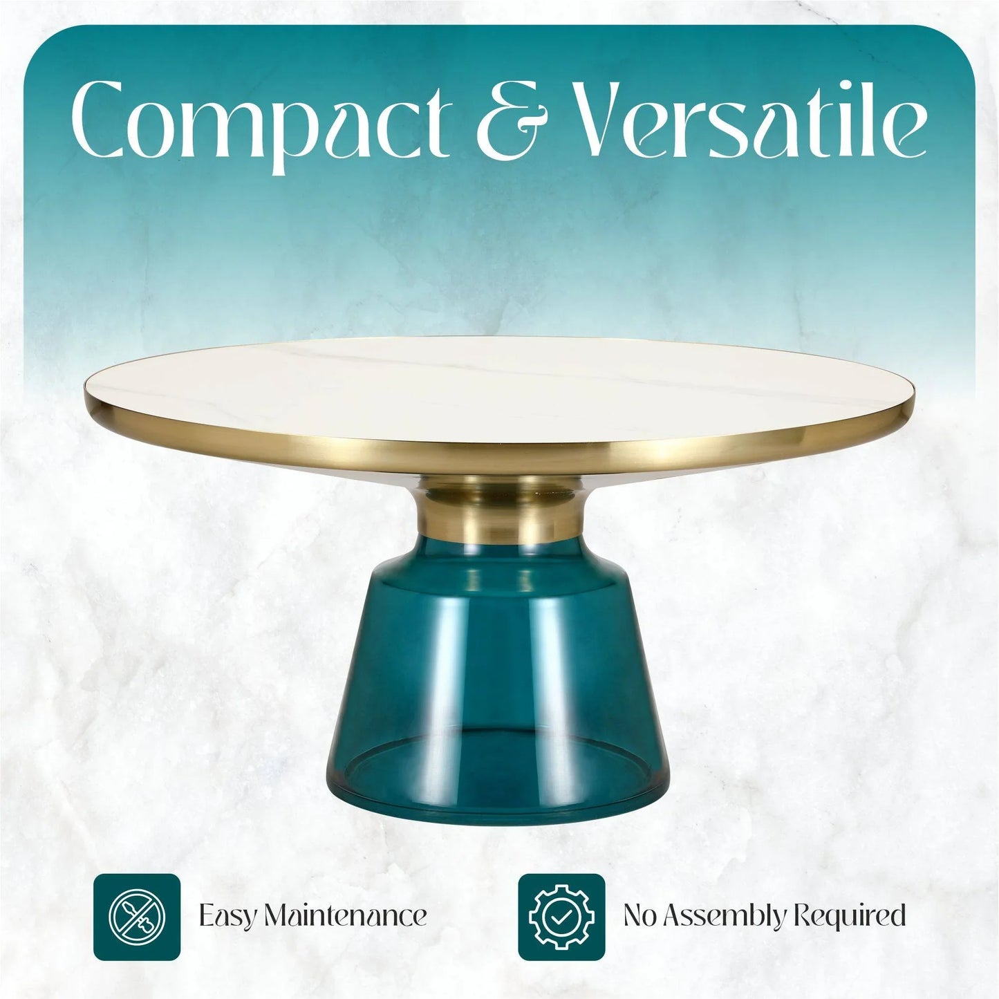 Tully Collection Coffee Table – Black/Gold Rim, Black Glass/Sintered Stone Top - Elax Furniture