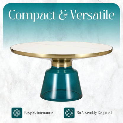 Tully Collection Coffee Table – Black/Gold Rim, Black Glass/Sintered Stone Top - Elax Furniture