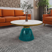 Tully Collection Coffee Table – Black/Gold Rim, Black Glass/Sintered Stone Top - Elax Furniture