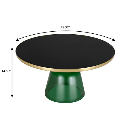 Tully Collection Coffee Table – Black/Gold Rim, Black Glass/Sintered Stone Top - Elax Furniture
