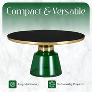 Tully Collection Coffee Table – Black/Gold Rim, Black Glass/Sintered Stone Top - Elax Furniture