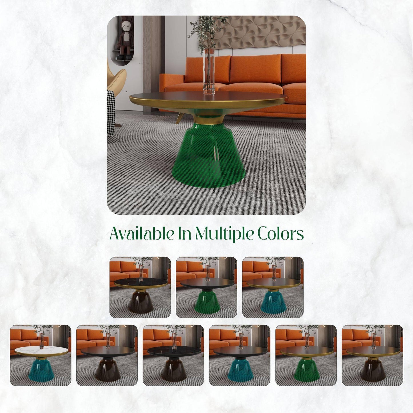 Tully Collection Coffee Table – Black/Gold Rim, Black Glass/Sintered Stone Top - Elax Furniture