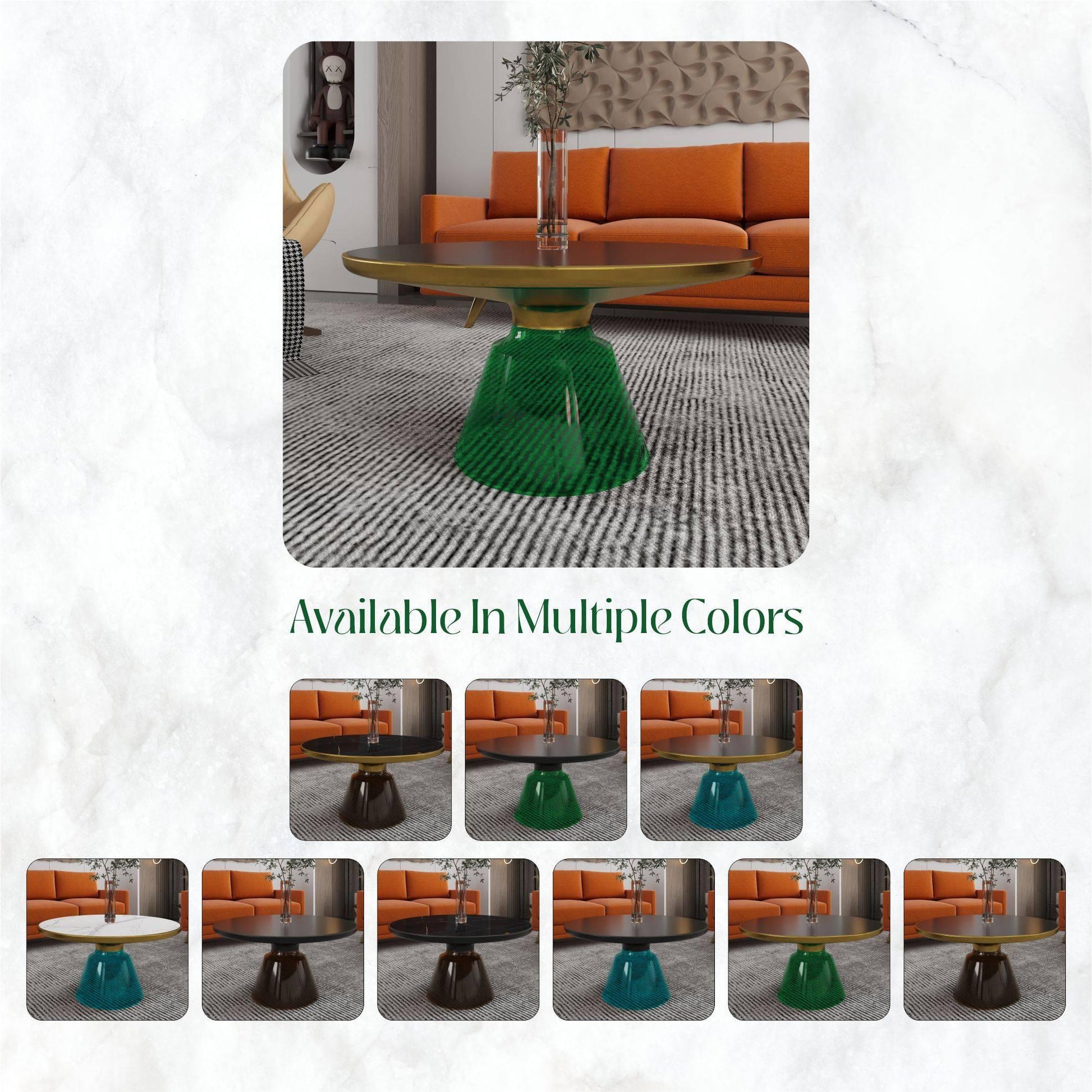 Tully Collection Coffee Table – Black/Gold Rim, Black Glass/Sintered Stone Top - Elax Furniture