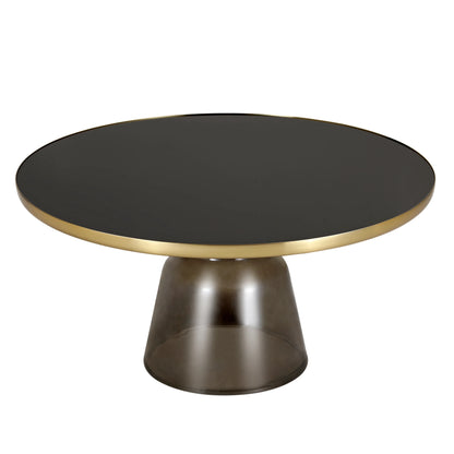 Tully Collection Coffee Table – Black/Gold Rim, Black Glass/Sintered Stone Top - Elax Furniture