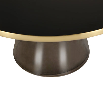 Tully Collection Coffee Table – Black/Gold Rim, Black Glass/Sintered Stone Top - Elax Furniture