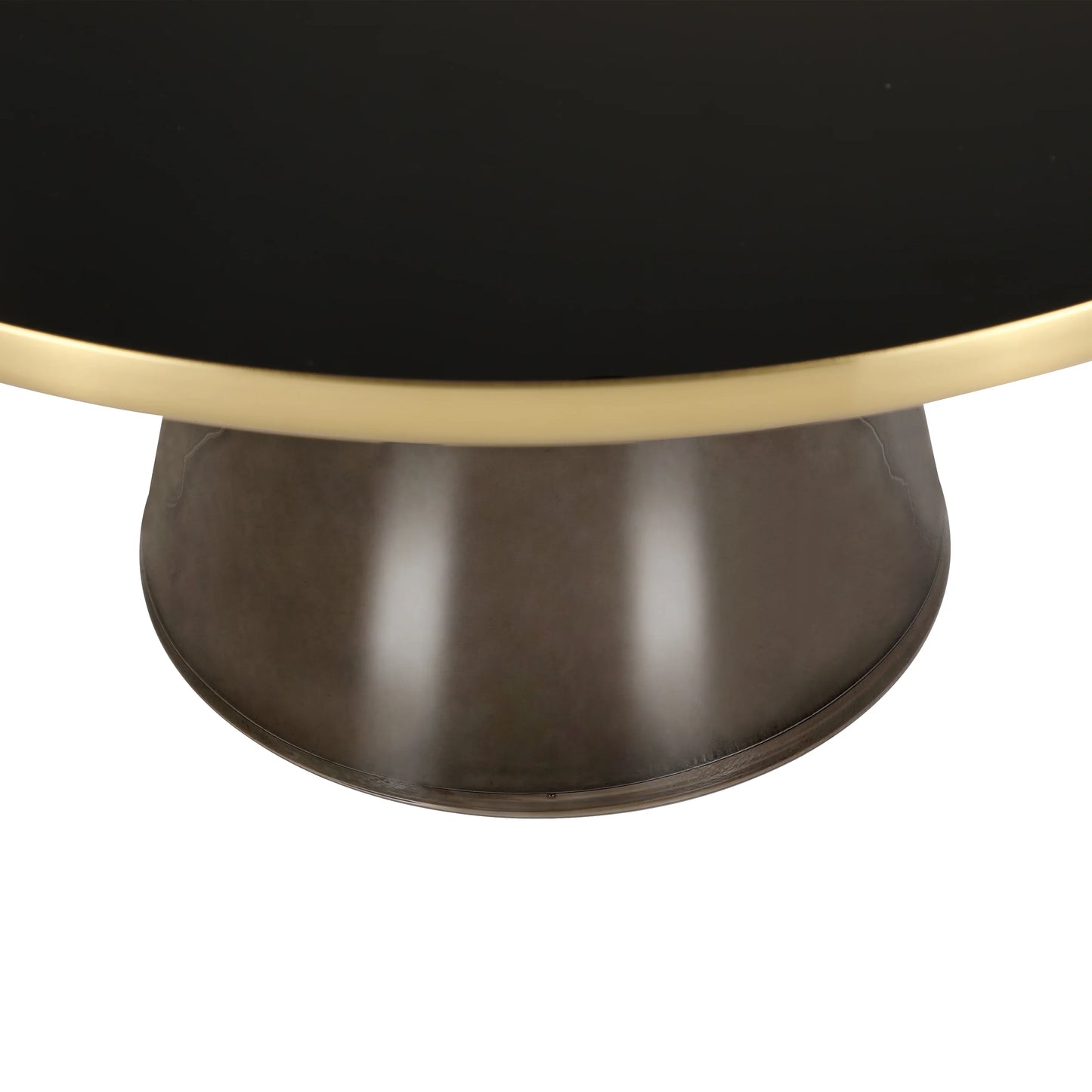 Tully Collection Coffee Table – Black/Gold Rim, Black Glass/Sintered Stone Top - Elax Furniture
