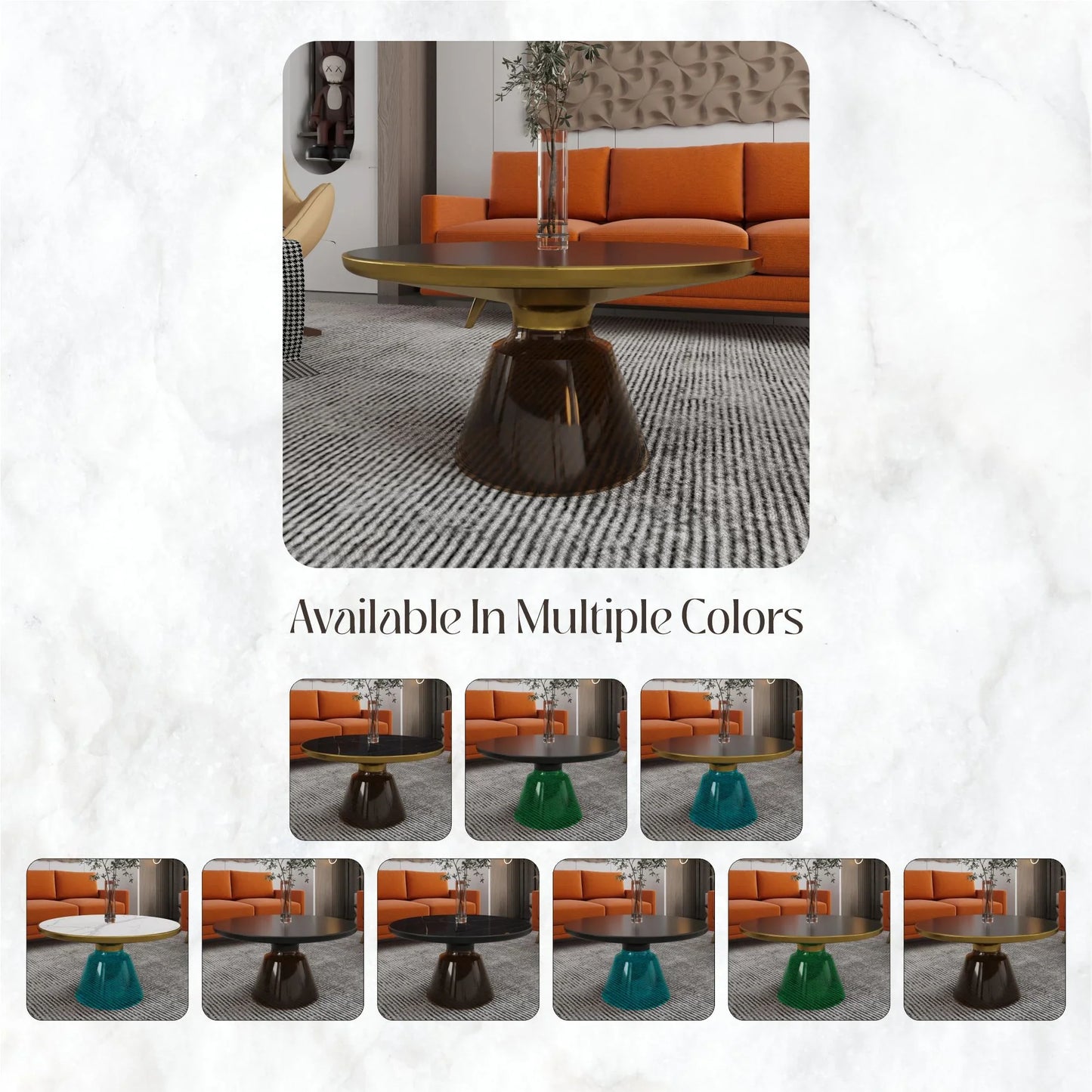 Tully Collection Coffee Table – Black/Gold Rim, Black Glass/Sintered Stone Top - Elax Furniture