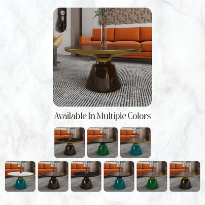 Tully Collection Coffee Table – Black/Gold Rim, Black Glass/Sintered Stone Top - Elax Furniture