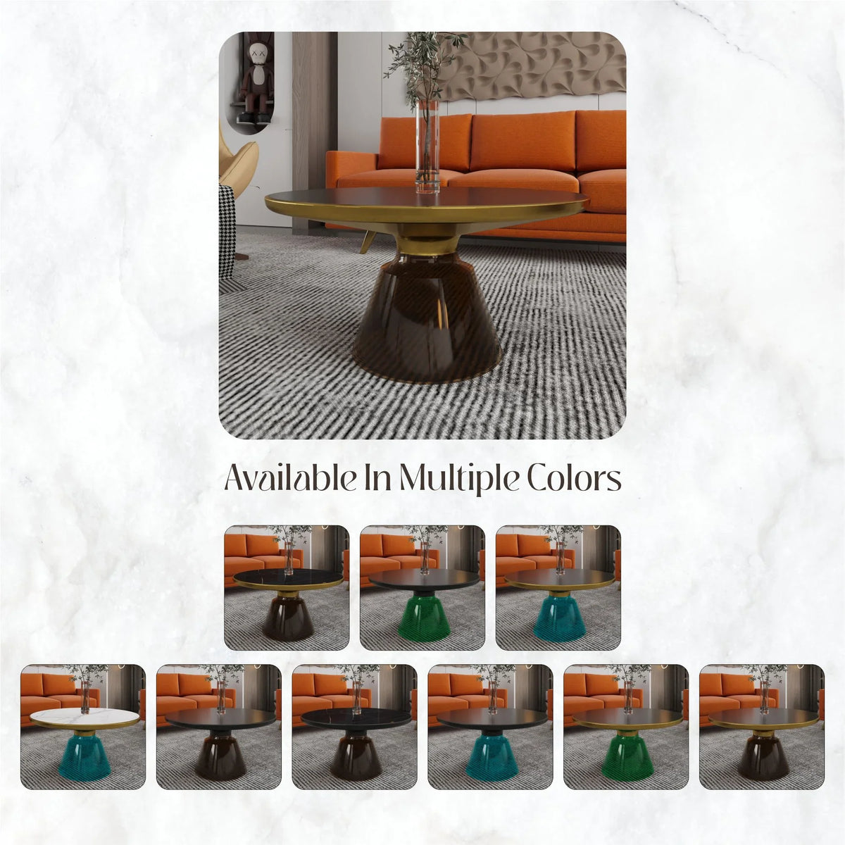 Tully Collection Coffee Table – Black/Gold Rim, Black Glass/Sintered Stone Top - Elax Furniture