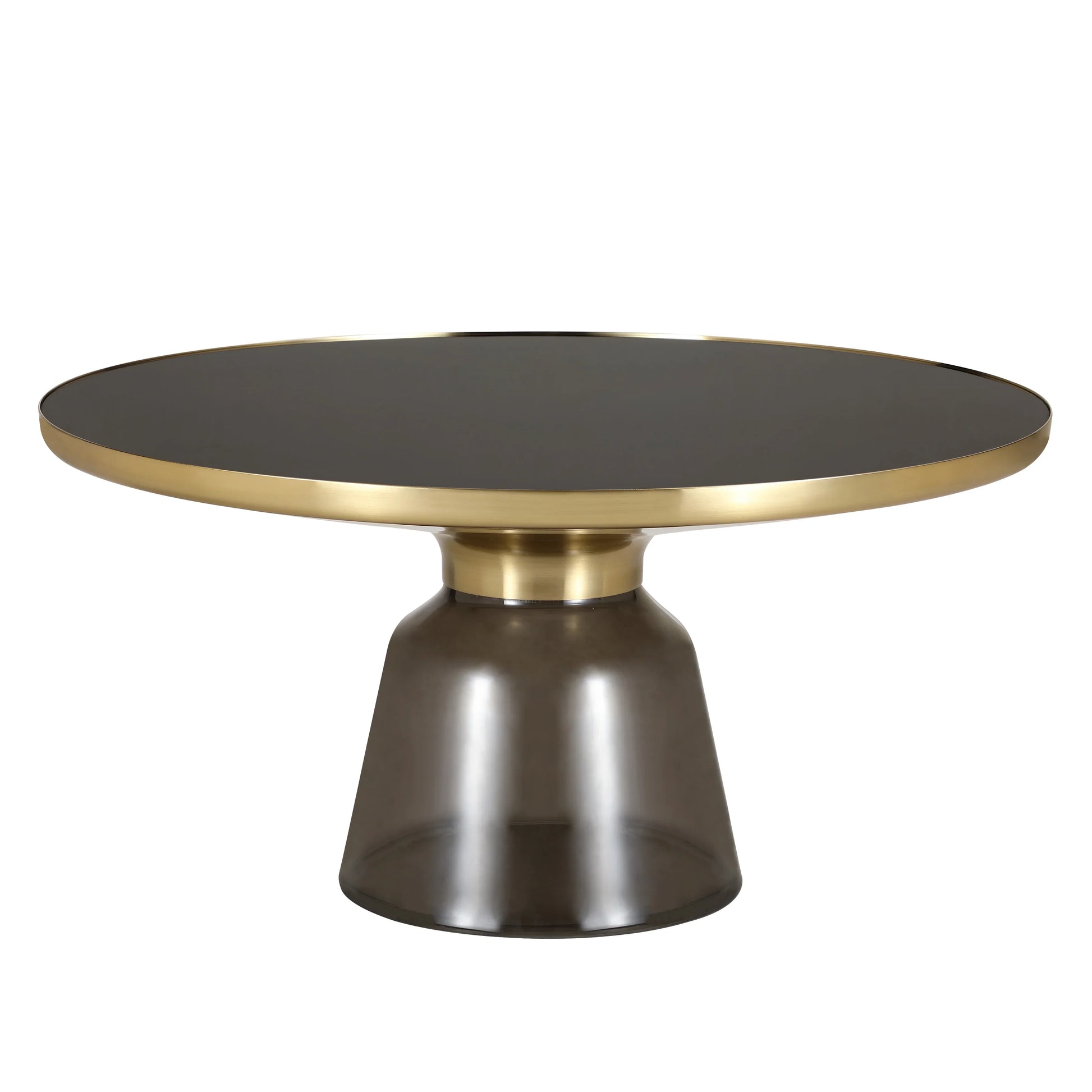 Tully Collection Coffee Table – Black/Gold Rim, Black Glass/Sintered Stone Top - Elax Furniture