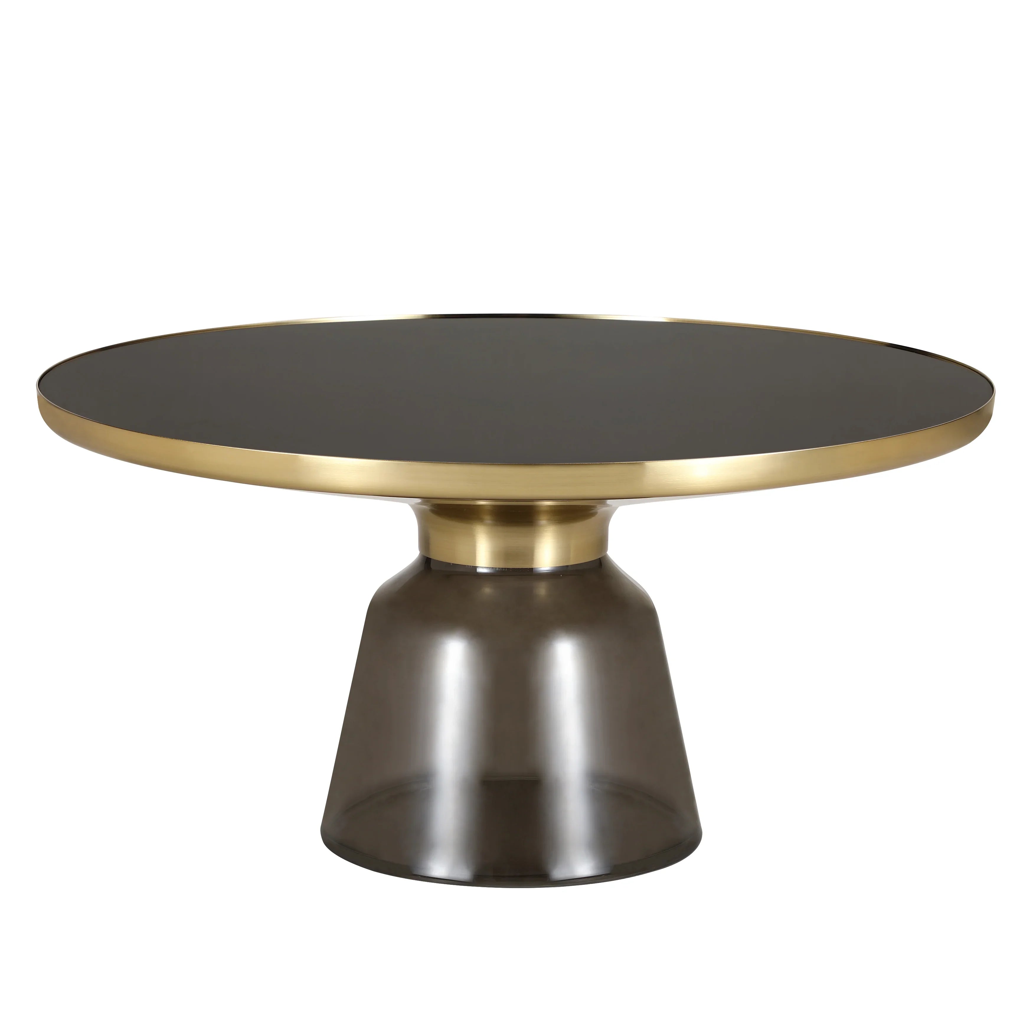 Tully Collection Coffee Table – Black/Gold Rim, Black Glass/Sintered Stone Top - Elax Furniture