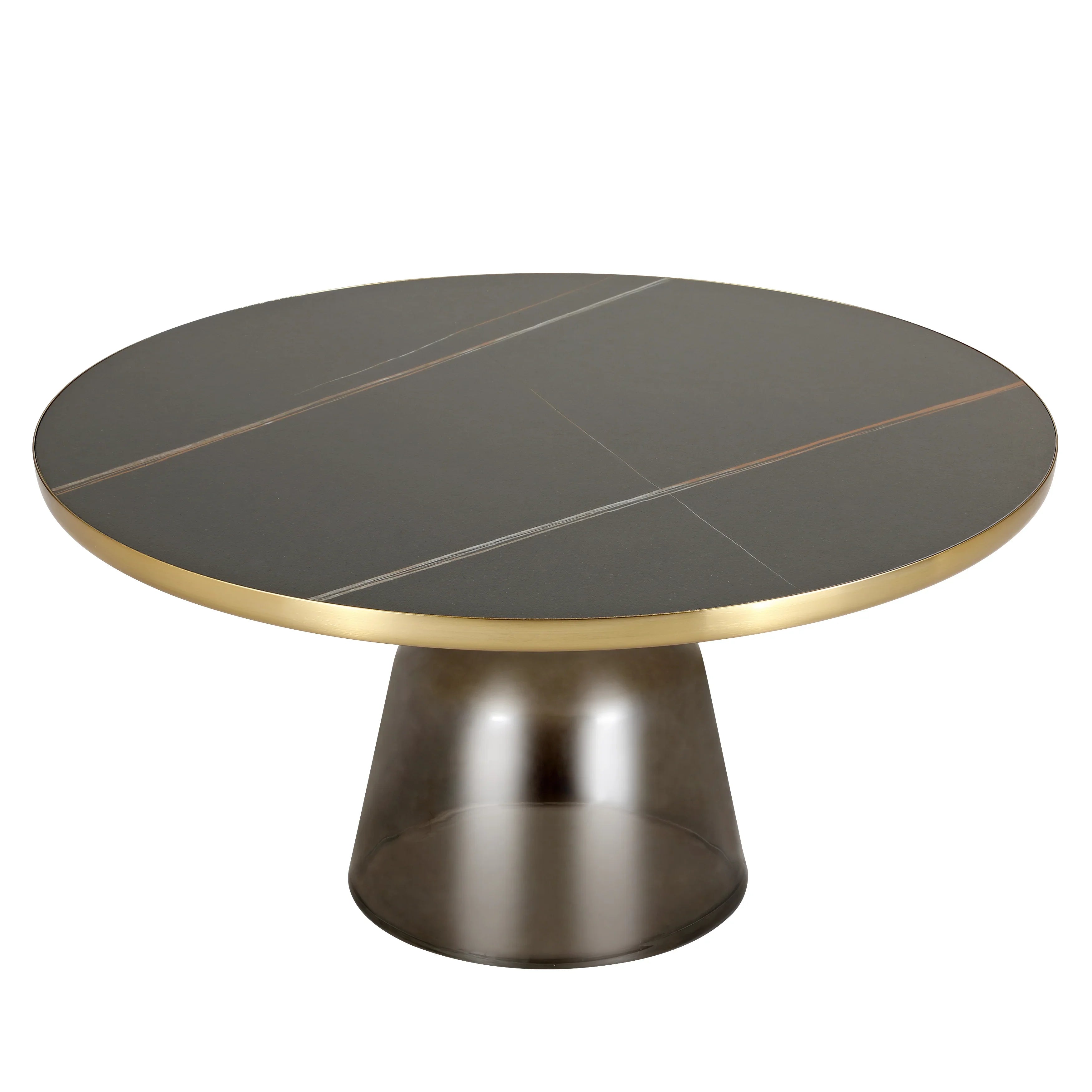 Tully Collection Coffee Table – Black/Gold Rim, Black Glass/Sintered Stone Top - Elax Furniture