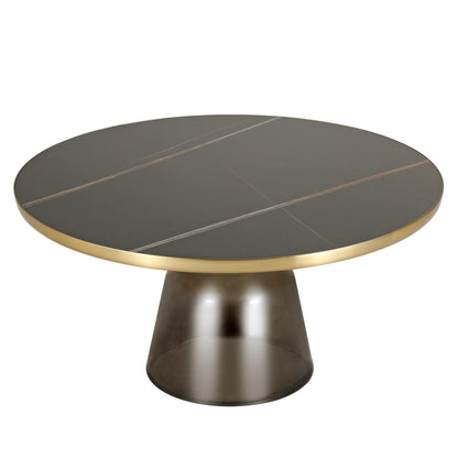 Tully Collection Coffee Table – Black/Gold Rim, Black Glass/Sintered Stone Top - Elax Furniture