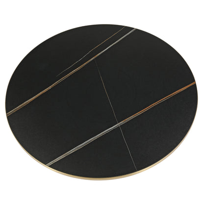 Tully Collection Coffee Table – Black/Gold Rim, Black Glass/Sintered Stone Top - Elax Furniture