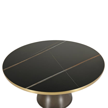 Tully Collection Coffee Table – Black/Gold Rim, Black Glass/Sintered Stone Top - Elax Furniture