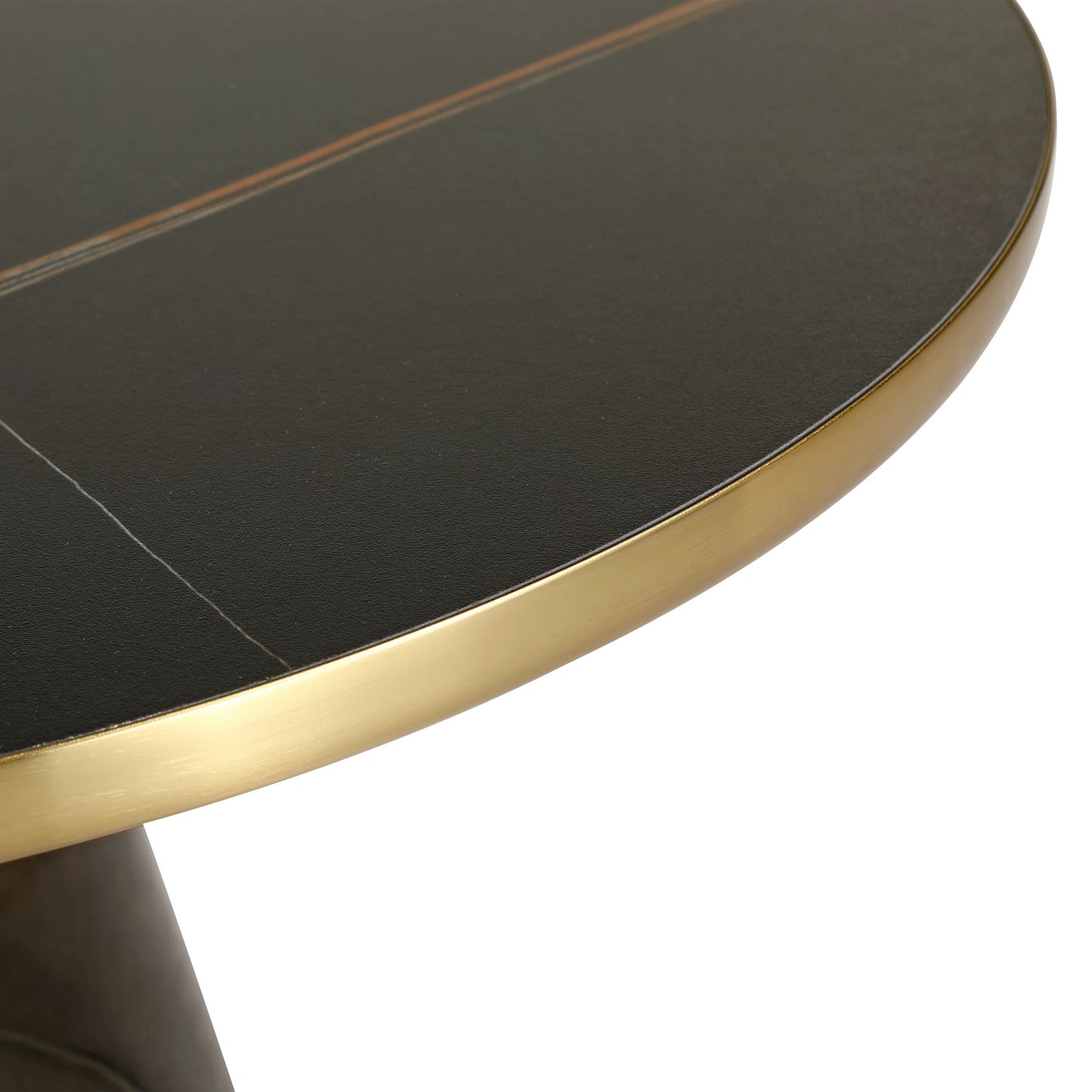 Tully Collection Coffee Table – Black/Gold Rim, Black Glass/Sintered Stone Top - Elax Furniture