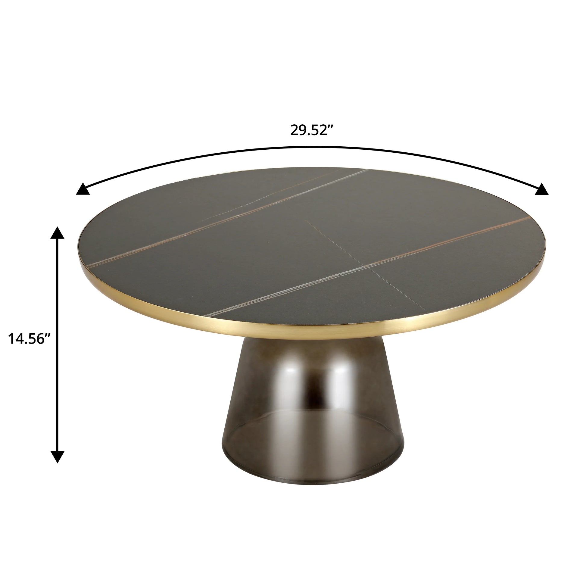 Tully Collection Coffee Table – Black/Gold Rim, Black Glass/Sintered Stone Top - Elax Furniture