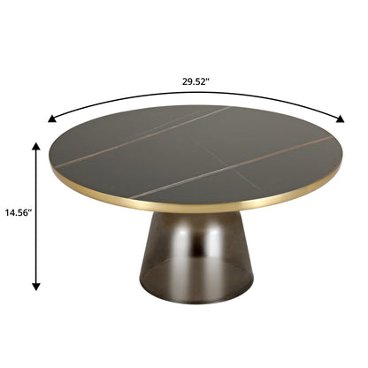 Tully Collection Coffee Table – Black/Gold Rim, Black Glass/Sintered Stone Top - Elax Furniture