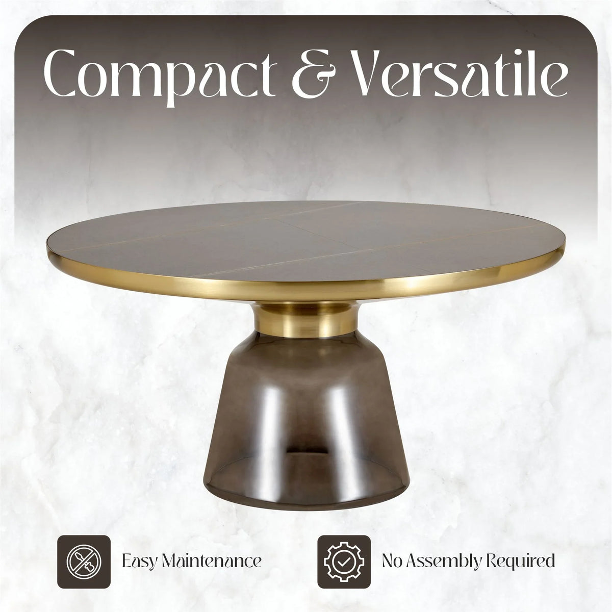 Tully Collection Coffee Table – Black/Gold Rim, Black Glass/Sintered Stone Top - Elax Furniture