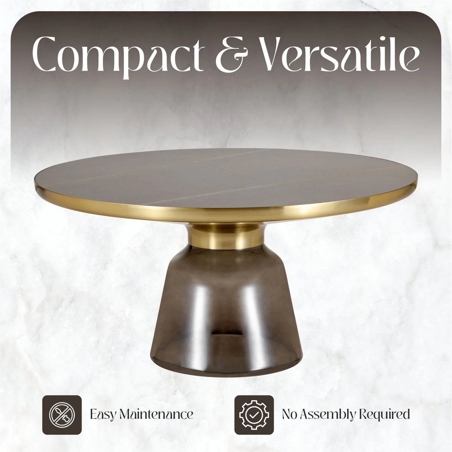 Tully Collection Coffee Table – Black/Gold Rim, Black Glass/Sintered Stone Top - Elax Furniture