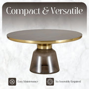 Tully Collection Coffee Table – Black/Gold Rim, Black Glass/Sintered Stone Top - Elax Furniture