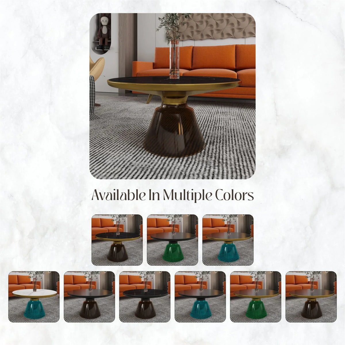 Tully Collection Coffee Table – Black/Gold Rim, Black Glass/Sintered Stone Top - Elax Furniture