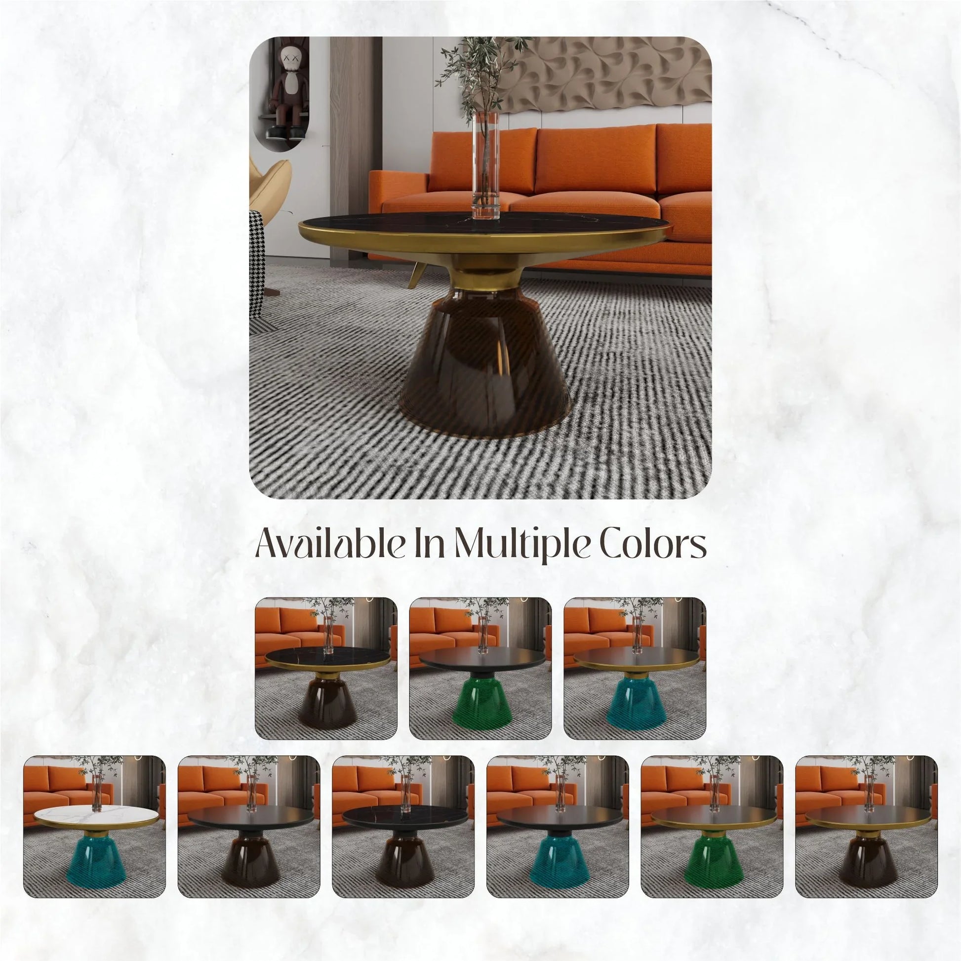 Tully Collection Coffee Table – Black/Gold Rim, Black Glass/Sintered Stone Top - Elax Furniture