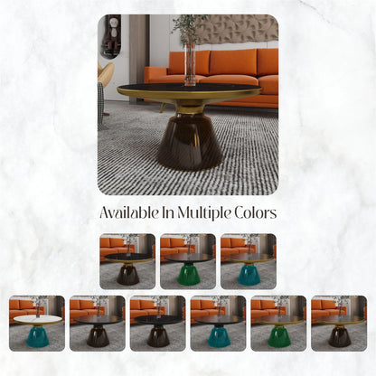 Tully Collection Coffee Table – Black/Gold Rim, Black Glass/Sintered Stone Top - Elax Furniture