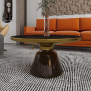 Tully Collection Coffee Table – Black/Gold Rim, Black Glass/Sintered Stone Top - Elax Furniture