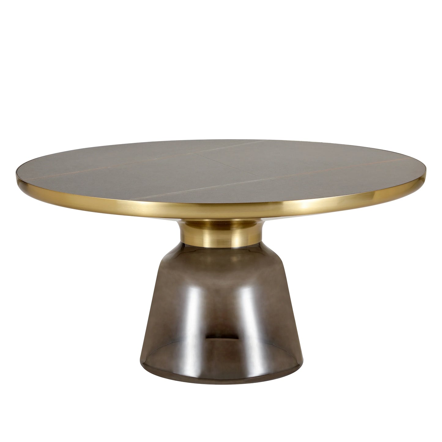 Tully Collection Coffee Table – Black/Gold Rim, Black Glass/Sintered Stone Top - Elax Furniture